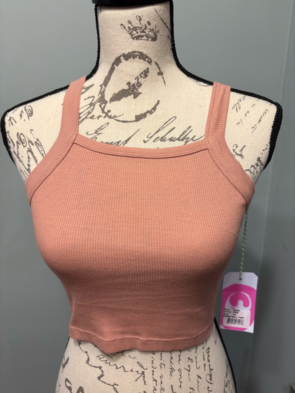 Ribbed Square Neck Crop Tank - Dusty Rose